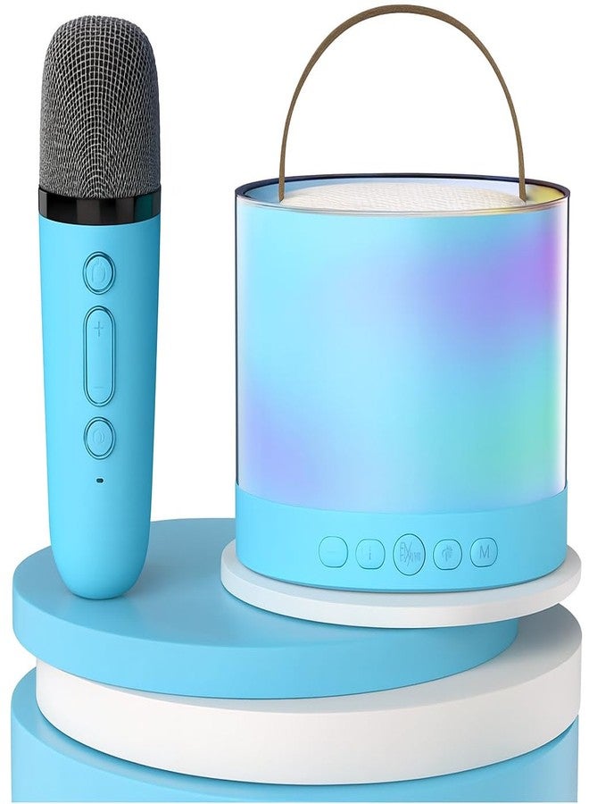 QLECT Portable Karaoke Bluetooth Speaker with Wireless Mic, 5W HiFi Sound, RGB LED Lights, Voice Change Effects, Rechargeable, for Kids & Adults, Home & Outdoor Party(Blue) - Image 1